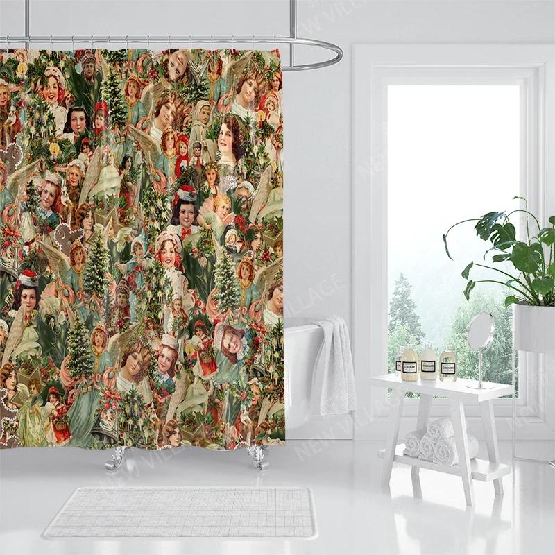 Household Waterproof Fabric Home Shower Curtain Accessories 90x180 Shower Curtain 240 * 200 Christmas Peripheral Shower Curtain