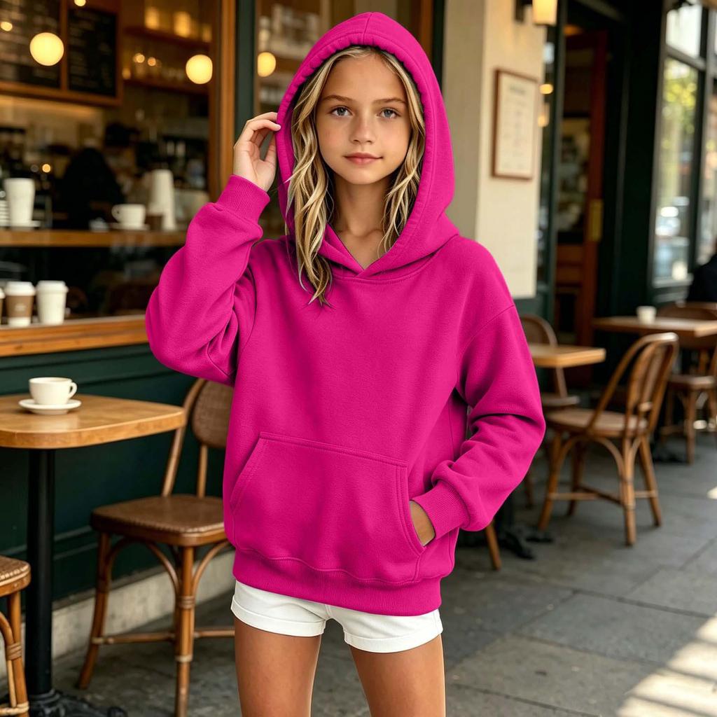 Sweat à capuche ample de couleur pour enfants, à enfiler, pour un usage quotidien