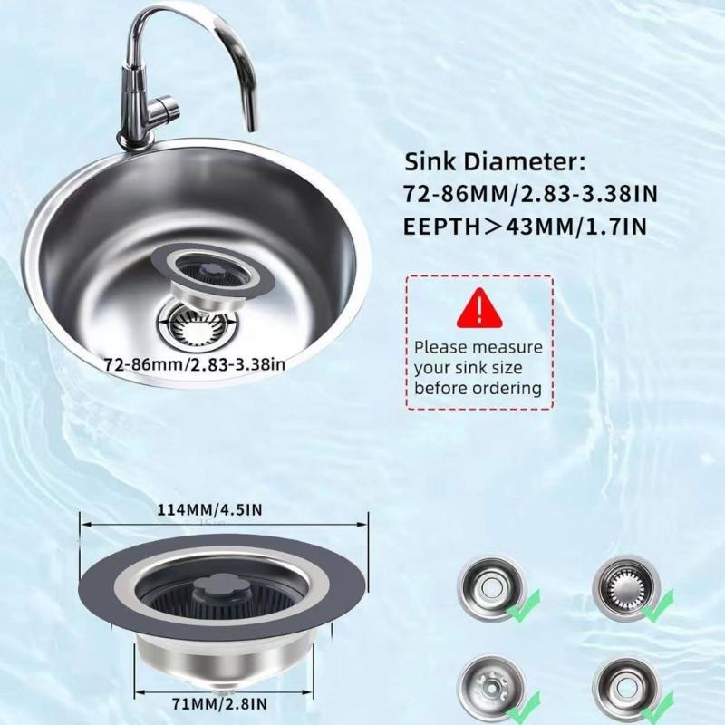 Convenient Sink Basket Filter Quick Clean Sinks Drain Filter Popups Not-Clogging Sink Strainers Basket Filter 114mm