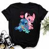 Disney Lilo Stitch Cute Cartoon Print Women T-Shirt Summer Streetwear Short Sleeve T Shirt Fashion Casual Female Clothes Tops