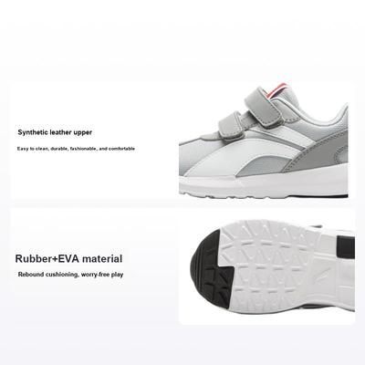 Li Ning Kids Fashion Comfortable Non-Slip Wear-Resistant Rebound Low-Top Casual Shoes Kids Casual Shoes Gray White YKAP148-23