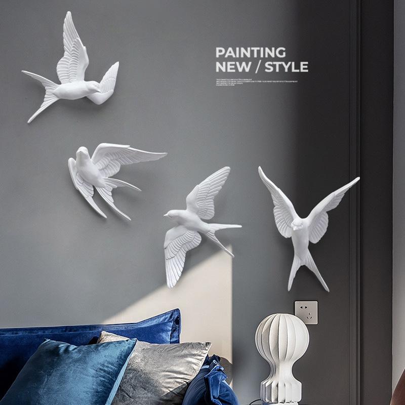 Nordic Creative White Resin Bird Figurines Home Decoration Art Crafts For Living Room Shelves Wedding Party Ornaments