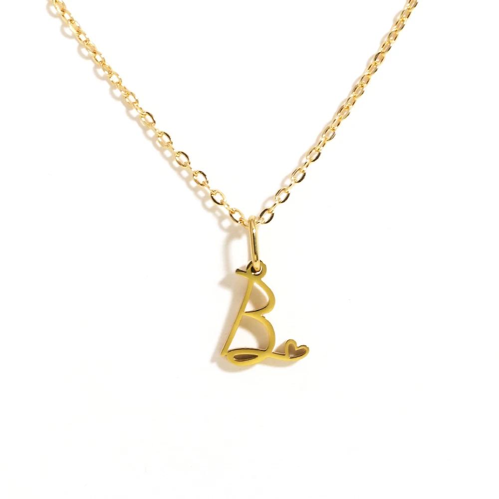 Charms Heart Initial Necklaces for Women,Gold Plated Letter Pendant Necklace, 26 Capital A-Z Stainless Steel Jewelry