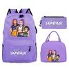 Animation Cartoon Printing Student Trend Large Capacity Backpack Casual School Bag Meal Bag Pencil Bag Three-piece Set