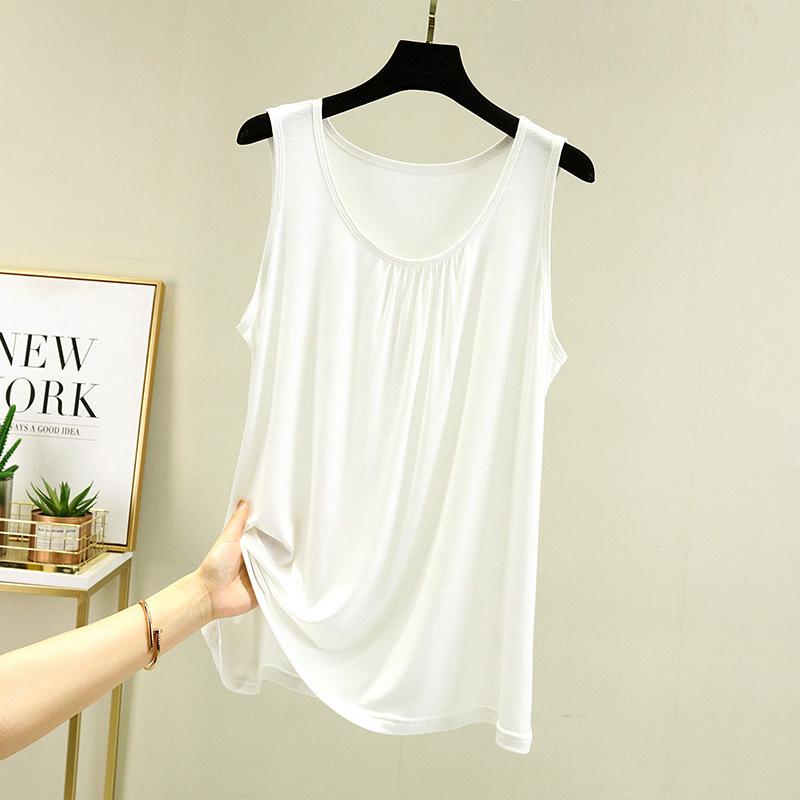 Damen Modal Camisole in großen Größen: Sommer Ärmelloses Locker sitzendes Oberteil im T-Shirt-Stil, Große Größe