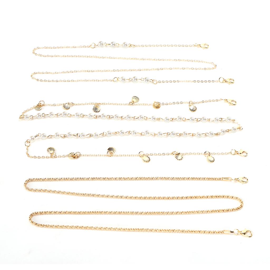 3 Stück Metall Gesichtsmaskenhalter Kette Kunstperle Muschel Anhänger Brillenkette Lanyard