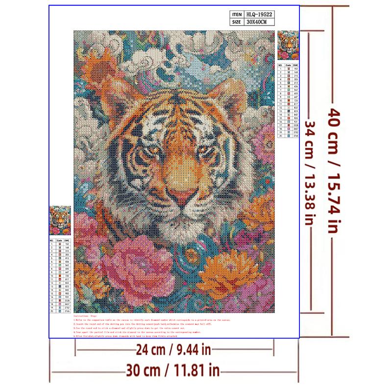 5d DIY Diamond Painting Cross Stitch Tiger Diamond Embroidery Mosaic Flowers Full Round Drill Home Decor