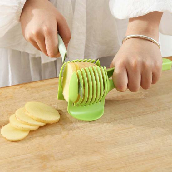 Fruit Vegetable Slicer with Handle Plastic Tomato Lemon Divider for Even Slices Wedges Ergonomic Essential Kitchen Tool for Salads Meal Prep