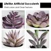 Tiita Purple Artificial Faux Succulents in Pots, Mini Purple Fake Plants for Women Desk, Small Realistic Faux Succulents for Home Office Accessories