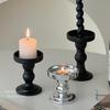 European Retro Black Glass Candlestick with Roman Column Design - Elegant Aromatherapy Candle Holder