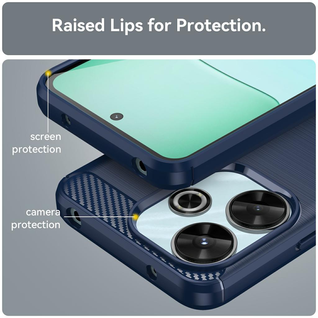 Pro Xiaomi Redmi 13 4G/13 5G/Poco M6 4G/Note 13R 5G/Poco M6 Plus 5G Pouzdro Textura karbonových vláken TPU Kartáčovaný kryt telefonu