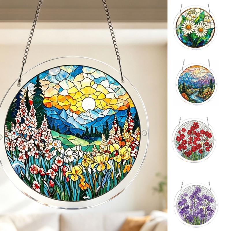 Puzzle Sun Catcher Stained Glass Window Hangings Acrylic Suncatchers Decors for Home Garden Ornament Housewarmings Gift
