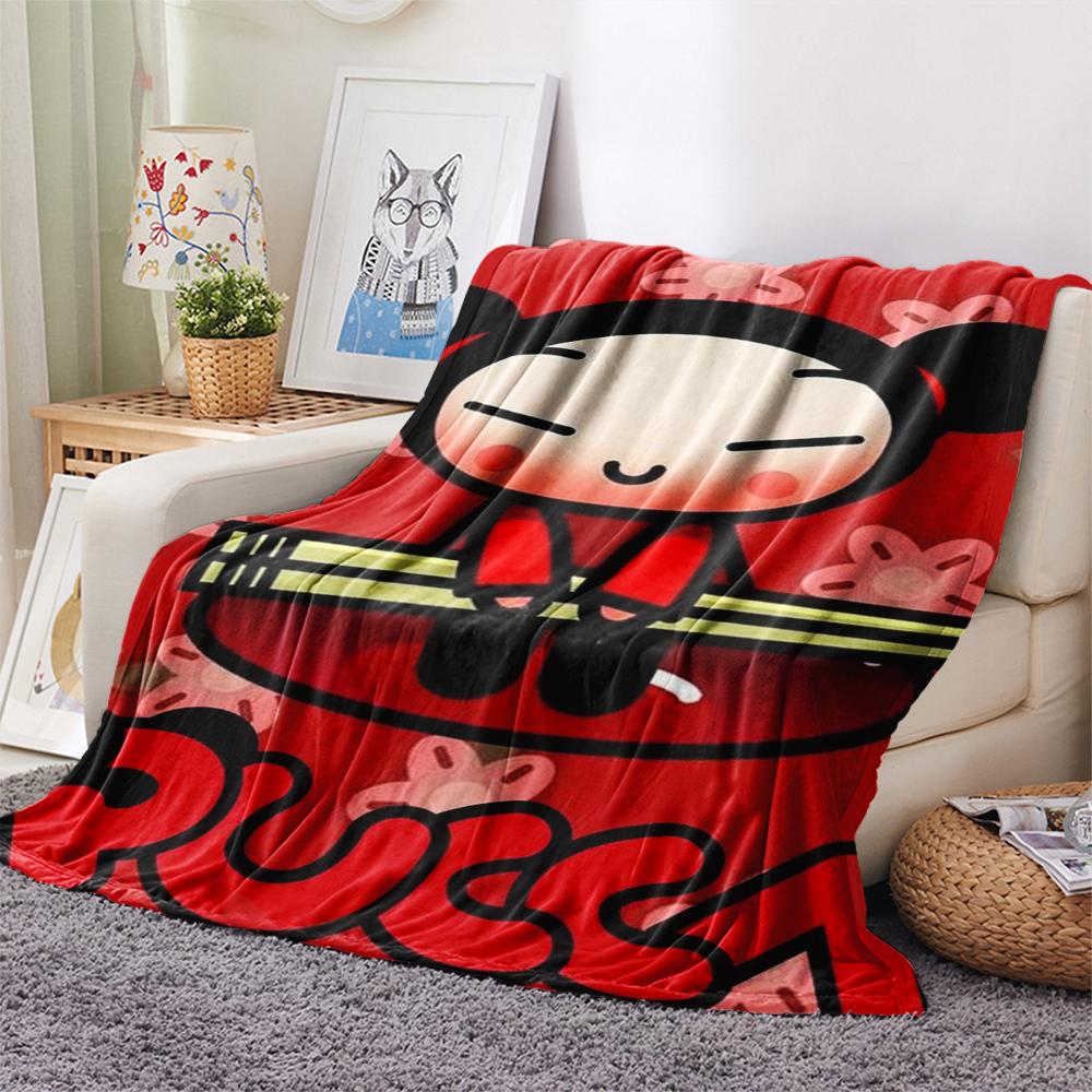 1PC PUCCA Print Flannel Blanket, High quality Comfortable for All Seasons, Home Decor, Warmth and Comfort, Perfect for Christmas Gifts123
