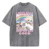 Funny Rainbow Cat Retro T Shirt Vintage Washed 100% Cotton T-Shirt Graphic Tee Casual Streetwear Spring Summer Fall Tee