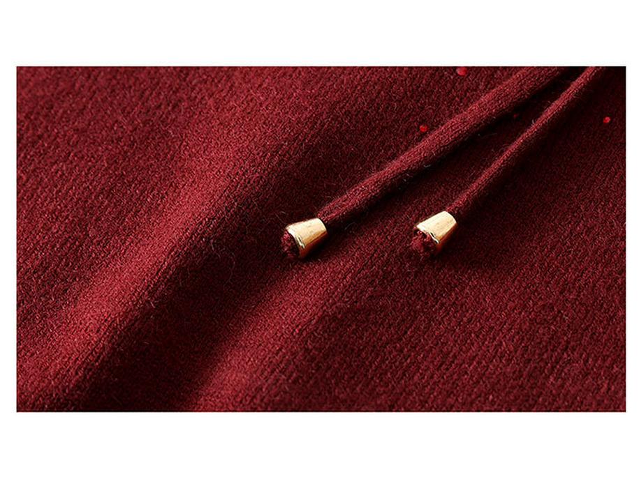 2025 New Style Red Winter Base Layer Top for Middle-Aged Women - Thickened Knitted Sweater