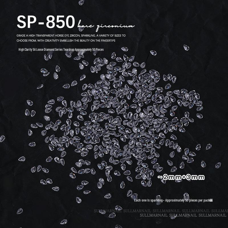 Nail Art Jewelry: Transparent Zircon Diamonds In Various Shapes (50 Pcs)