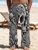 Casual men's printed loose straight trousers vacation beach pants men's European and American breathable