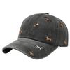 Vintage Spring and Autumn Fashion Washed Australian Wool Soft Top Baseball Cap, Street Style Distressed New Duckbill Cap with Embroidery