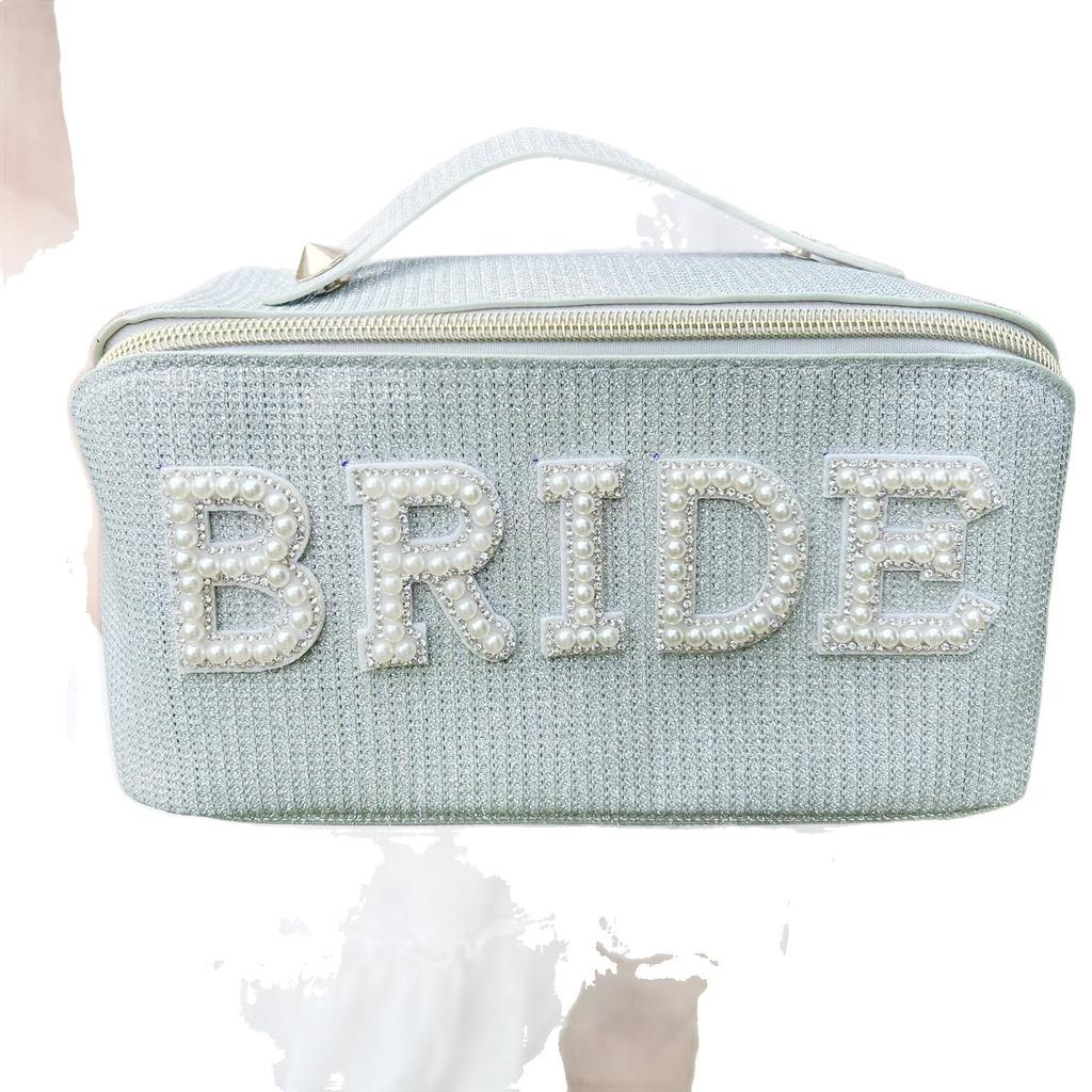 Bride, Bride&Mrs, Silver, Glitter Bag, Gold Glitter, Makeup Bag, High-end, Handbag, Wedding Decoration