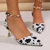 Sandali con tacco alto leopardati sexy da donna, con perline e cristalli, di lusso, da festa, da donna, con décolleté, Zapatillas De Mujer 2025
