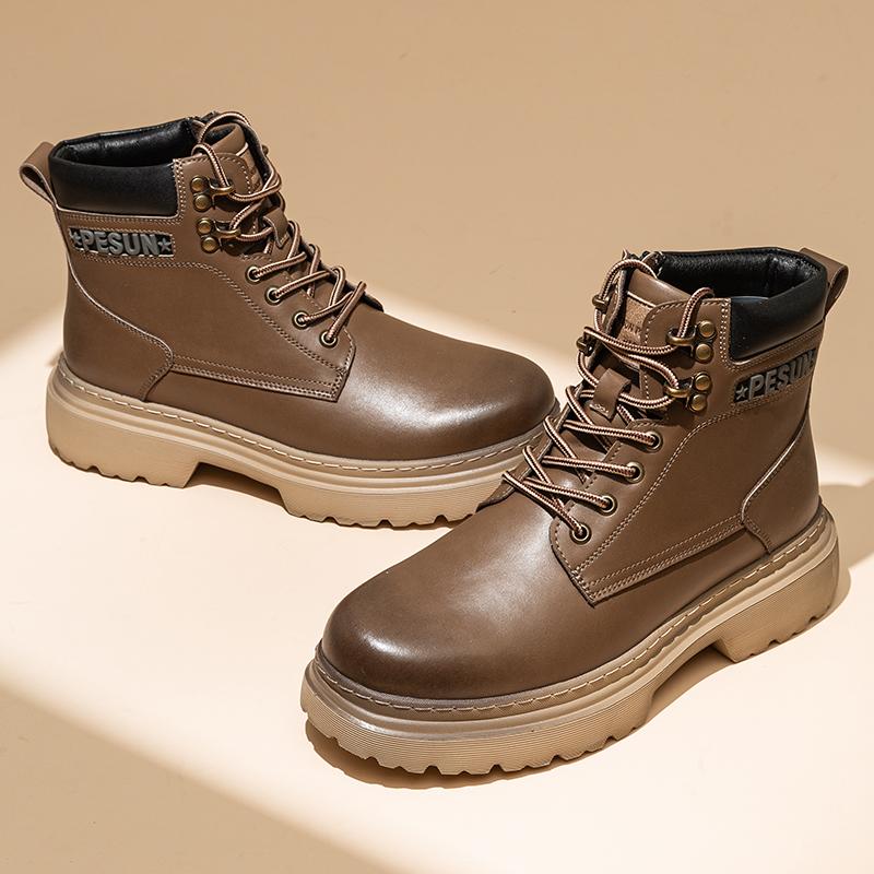 Luxury Brand Lace-Up Formal Busines Footwear Leisure Walk Man Motorcycle Boots Classic Mens High Top shoes All-match Basic Boots