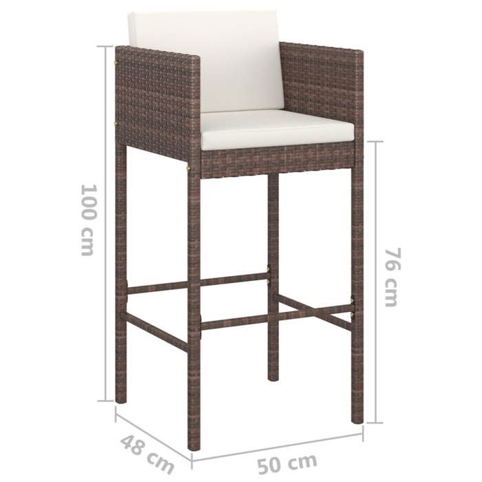 VidaXL Meubles de Bar de Jardin 3 pcs et Coussins Meubles d'Extérieur Table et Chaises de Patio Salon de Jardin Terrasse 3094806