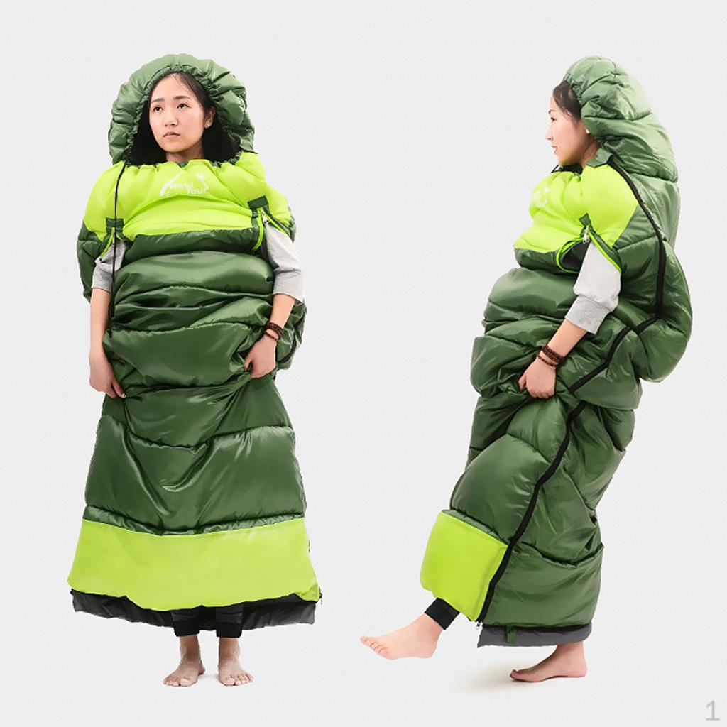 

Camping Sleeping Bag Envelope Lightweight Portable Waterproof Hands can Put Out Zipper for Hiking Army Green Right