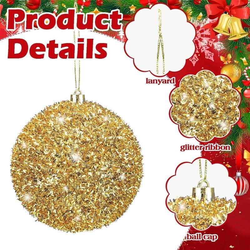 1Box 6cm Christmas Ball Decor Shiny Plush Foam Ball Decoration Xmas Tree Hanging Ornaments Home Party 2026 New Year Navidad Gift