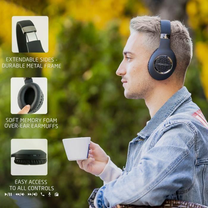 Casque bluetooth - powerlocus - hd stéréo - sans fil - touch sensor - 30 heures d'autonomie