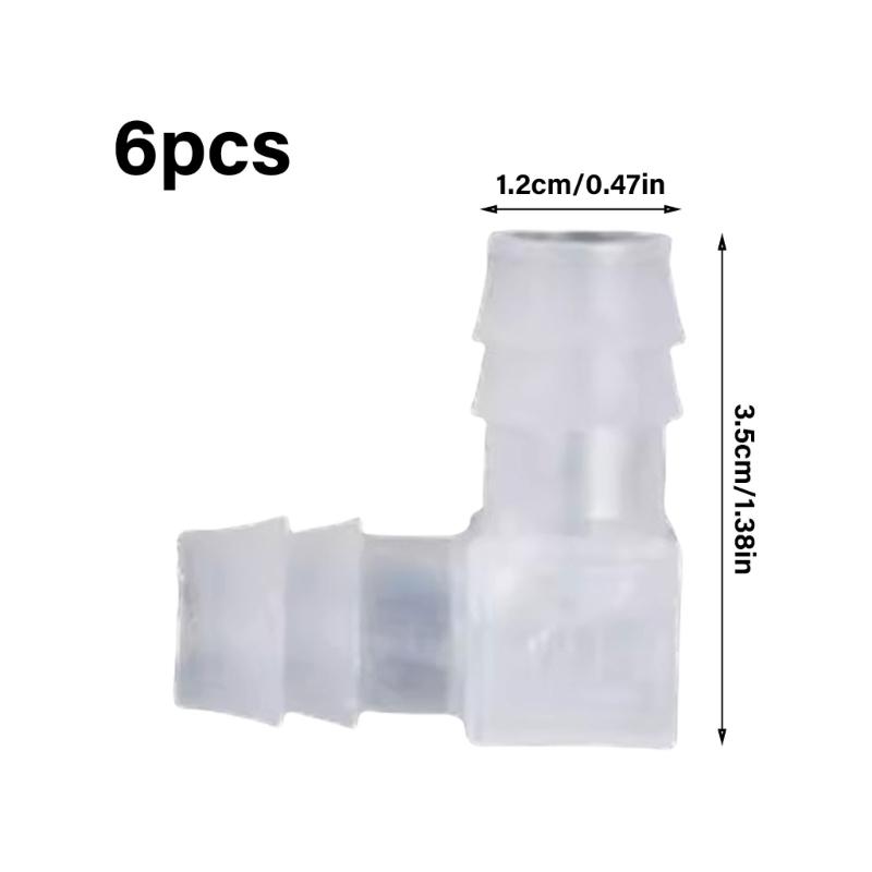 6Pcs 12mm Plastic Hose Joints L Shape 90 Degree Elbow Bend Water Pipe Connector 2-way Splitter Pipe Hose Joint Adapter
