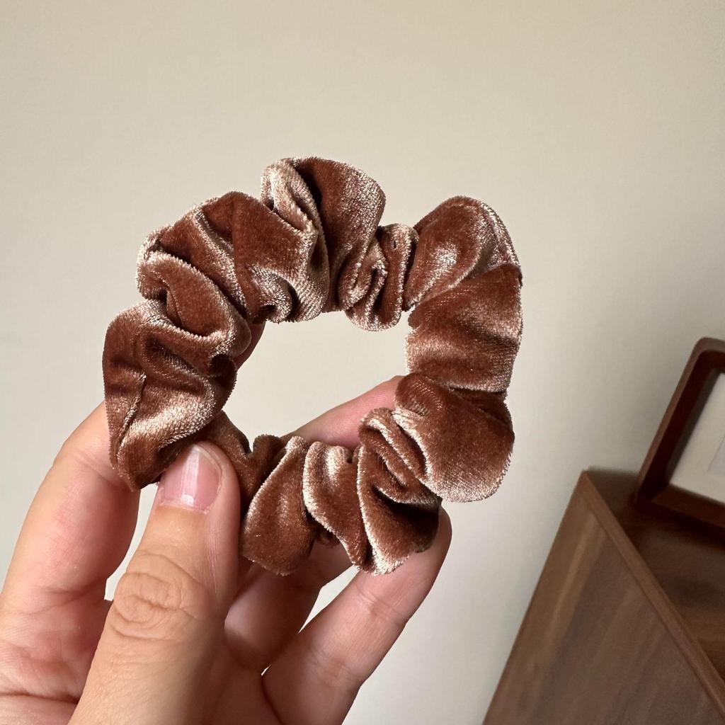 Velvet Scrunchies Set: Milk Tea & Apricot - Japanese & Korean Style Hair Accessories