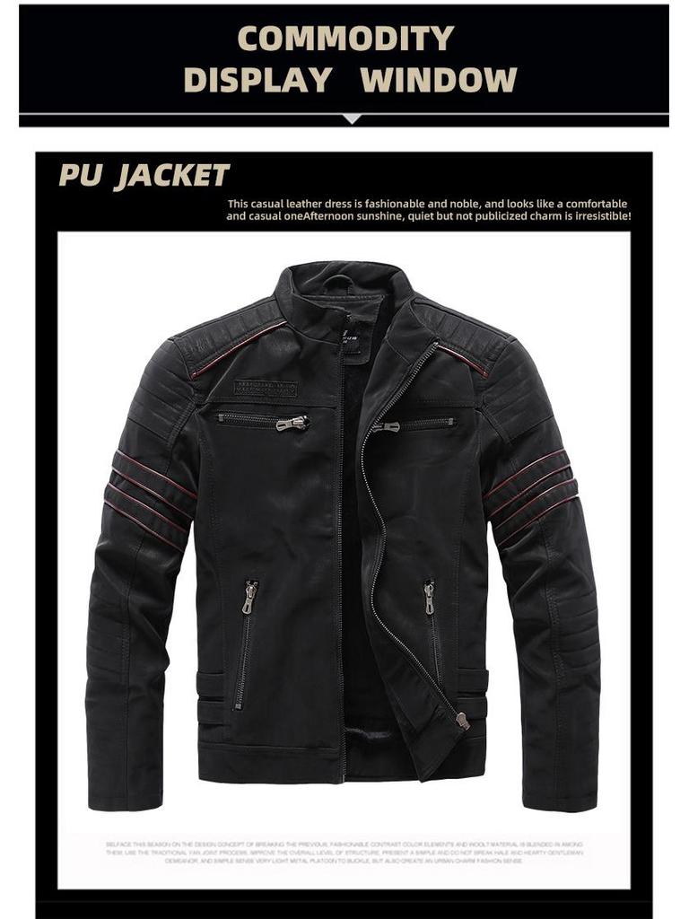 Men's Frosted Leather Motorcycle Jacket - Slim Fit, Trendy PU Autumn/Winter Fashion