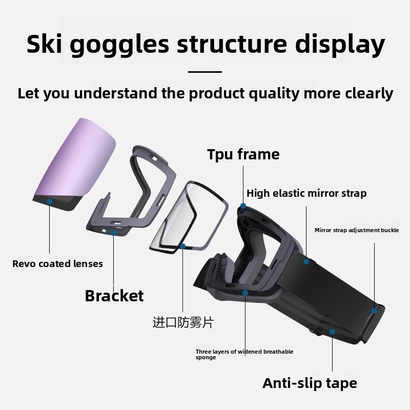 Flip Ski Goggles Cylindrical Magnetic Suction Double Layer Anti-fog Myopia Windproof Outdoor Sports Goggles Snow Glasses
