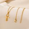 Religion Egyptian Ankh Crucifix Necklaces Gold Color Cross Charm Choker Stainless Steel Symbol of Life Jewelry Gifts Women Men