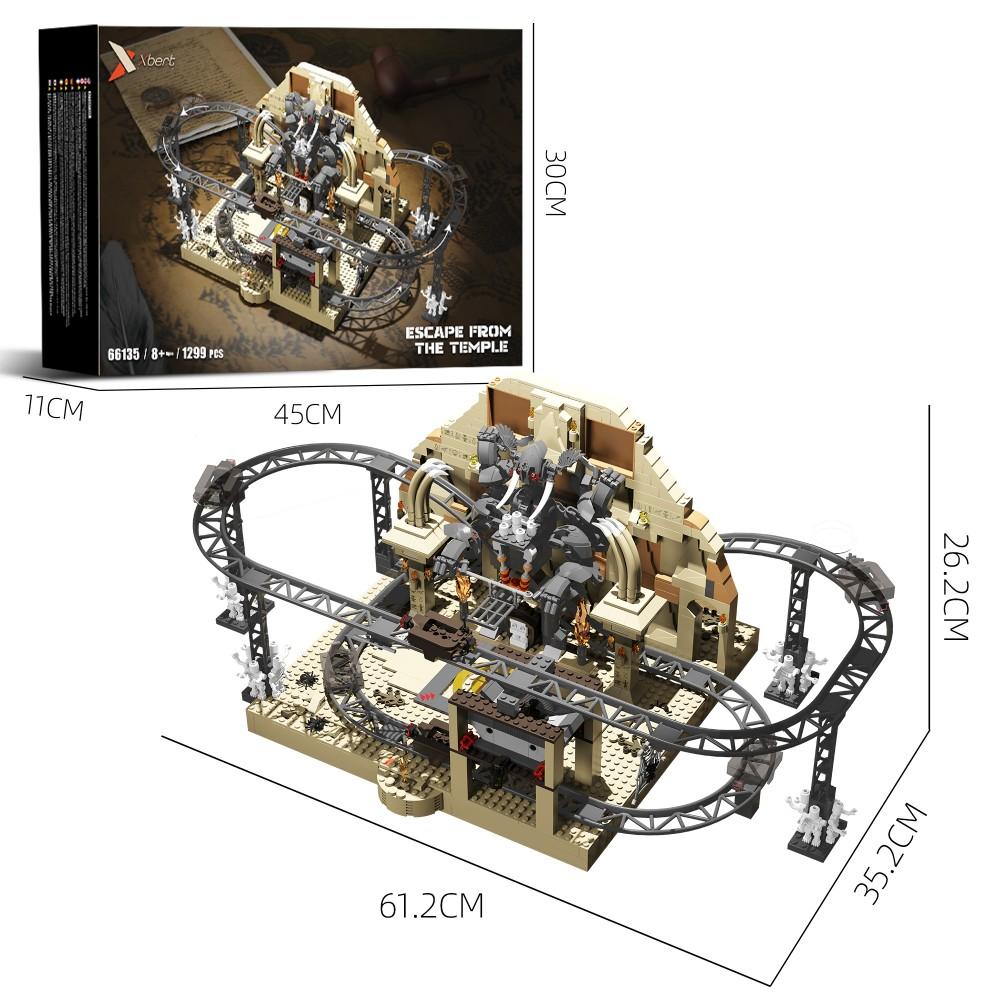 High-Quality 1299Pcs High-Quality Roller High-Quality Coaster High-Quality & High-Quality Temple High-Quality Escape High-Quality Building with box