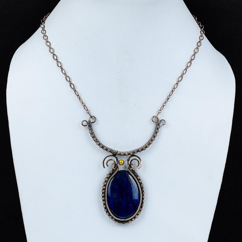 Blue Fire Labradorite Necklace Copper Wire Wrapped Necklace Adjustable Necklace Handmade Necklace Gemstone Jewelry For Gift Copper Jewelry