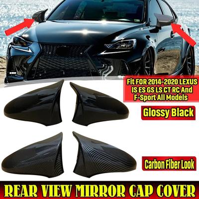 Car Side Rearview Mirror Cover Caps For Lexus IS ES GS LS CT RC F-Sport IS200 IS250 IS300 IS350 2014- Add On Mirror Covers