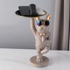 KungFu Bulldog Butler With Tray for Keys Jewelry Stock Storage Nordic Home Decor Dog Statues Resin Sculpture Desk Decoration