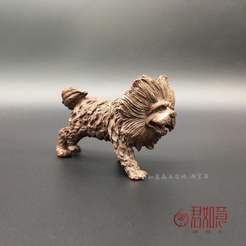 Solid Brass Figurine Tibetan Mastiff Standing Guard Zodiac Miniature Realistic Copper Dog Tea Pet CHINA