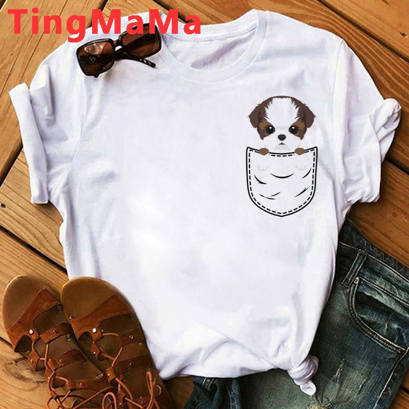 Maminka Tričko Ženy Harajuku Letní topy Kreslený Shih Tzu Grafika Trička Kawaii Módní Unisex topy