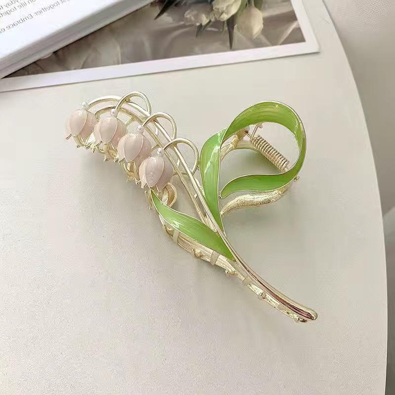 Elegant Tulip & Lily Hair Clip - Large Fairy Claw for Stylish Back-of-Head Design
