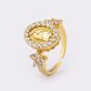 Nidin New Retro Round/Oval Shape Virgin Mary Charm Open Rings Adjustable For Women Men Shine Zircon Finger Jewelry Accessories