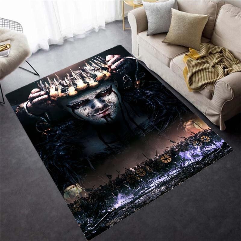 Rechteckiger Teppich mit Wikinger-Logo, nordische Mythologie, Symbole, Schlafzimmer, Wohnzimmer, Teppich für Heimdekoration, Fußmatten, Teppich