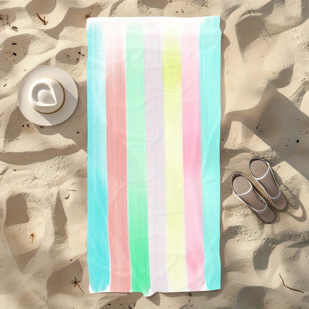 Toalla de Playa Rayas Arcoíris Pastel Impresión 2D Secado Rápido Libre de Arena para Playa Piscina Natación Viaje Suave Absorbente Toalla Regalo