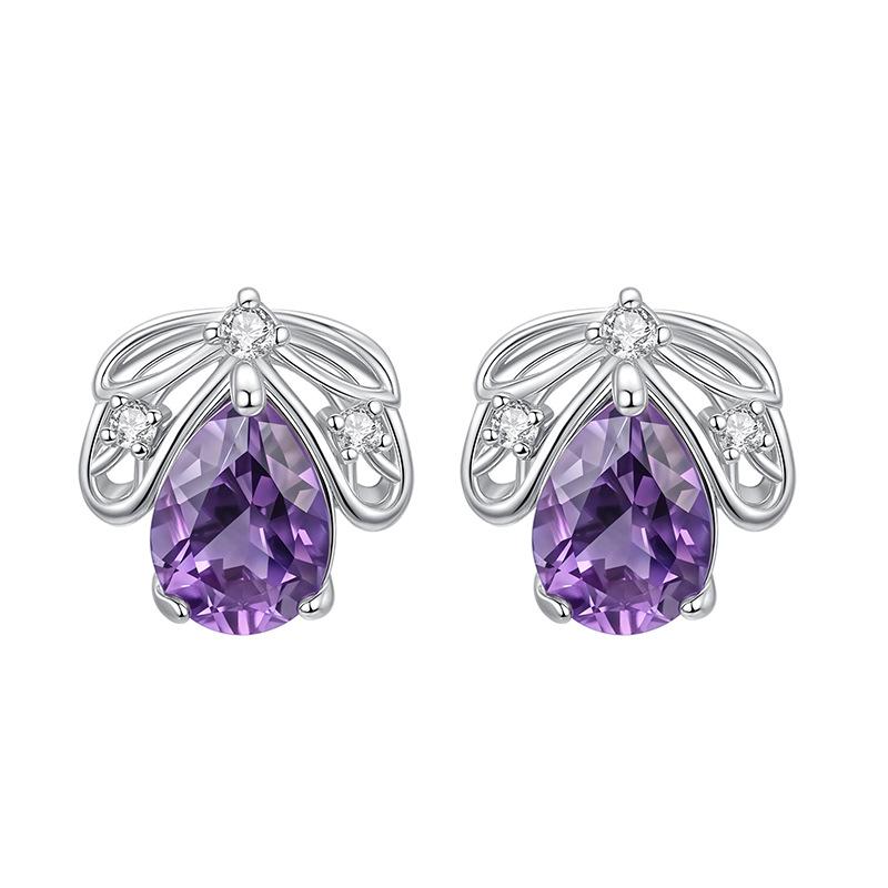 Natural crystal stone firefly pendant whole body s925 sterling silver necklace women's high-end ice flower cut colorful treasure pendant daily gift