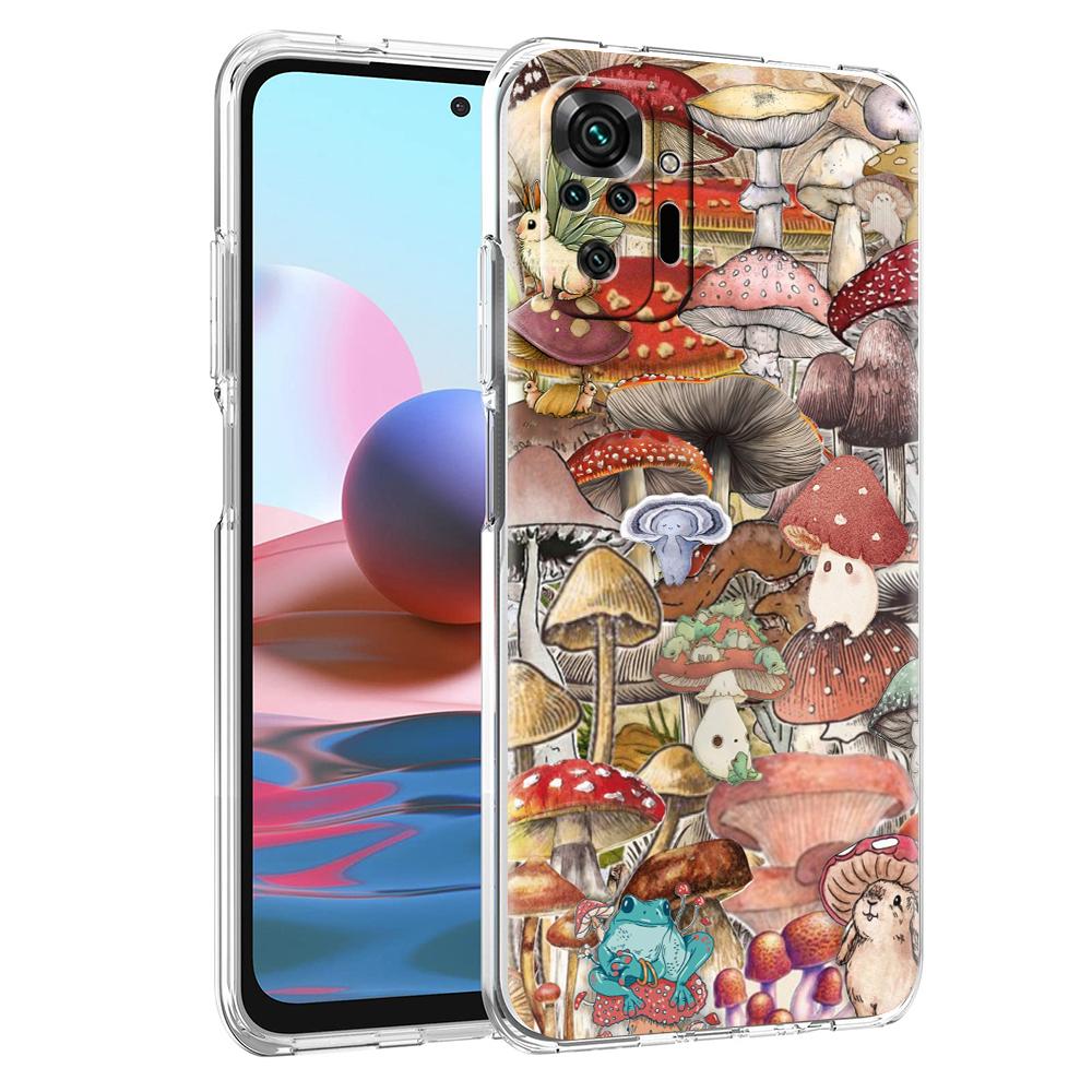 Colorful Mushroom Transparent Phone Case for Redmi 13C 12C 10C Note 13 12 11 11T K40 Gaming Plus Pro 4G 5G Soft TPU Cover Shell