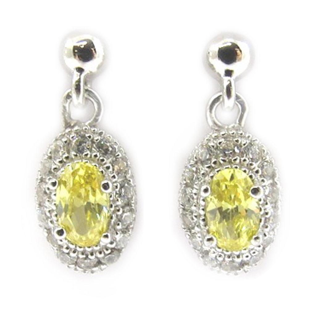 Altesse [L2968] - Boucles argent 'Scarlett' jaune topaze blanc