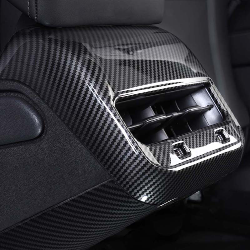 For Tesla Model 3 Y 2023 Rear Air Outlet Protector Cover Modified  Interior Accessories Red White Carbon Fiber Pattern Part