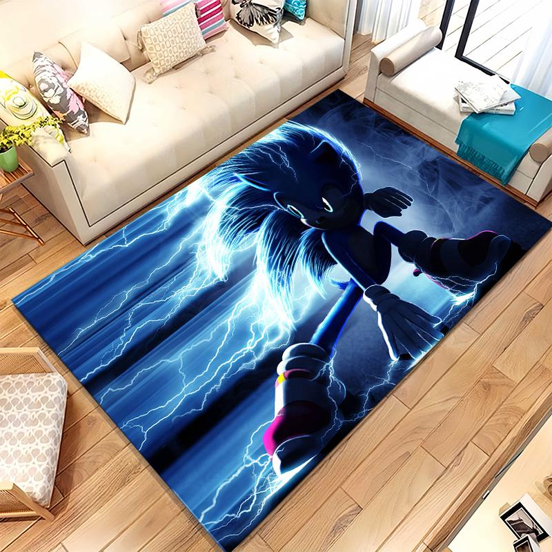 Retro S-Sonic Cartoon Spiele Wohnzimmer Rutschfester Teppich Weicher Teppich für Schlafzimmer Kinderzimmer Spielzimmer Sofa, Heimdeko Fußmatte Geschenk