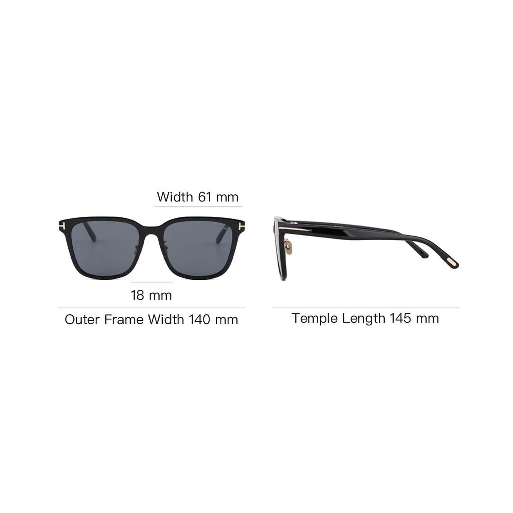 TF Spiegelbeine Logo Rechteckige Sonnenbrille Damen Sonnenbrille Schwarz TF1136-K-01A-56